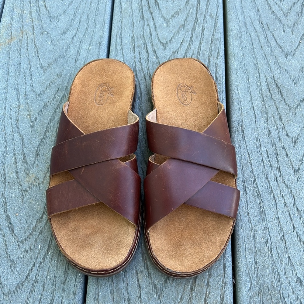 Chaco Wayfarer Slide Leather Sandal Toffee Size 6